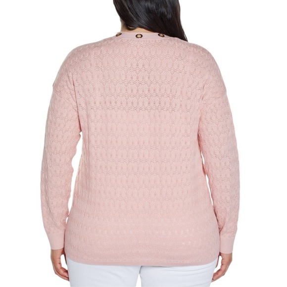 NWT Belldini Pink Grommet Open Front Cardigan 3X - Picture 2 of 7